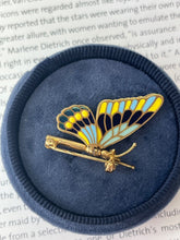 Load image into Gallery viewer, Vintage 18K Yellow Gold Plique A Jour Enamel Butterfly Brooch