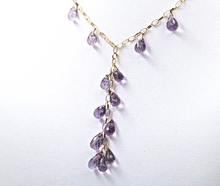 Load image into Gallery viewer, Vintage Amethyst 14K Yellow Gold Droplet Necklace