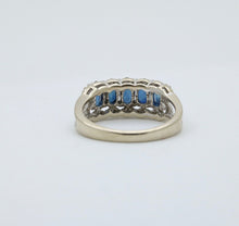 Load image into Gallery viewer, Vintage Sapphires Diamonds 14K WHite Gold Ring