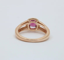 Load image into Gallery viewer, Vintage 14K Rose Gold Rhodolite Garnet Diamond Ring
