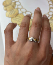 Load image into Gallery viewer, Vintage 18K Yellow Gold & Platinum Geometric Diamond Ring