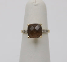 Load image into Gallery viewer, Vintage Smoky Quartz Diamonds 14K Yellow Gold Ring