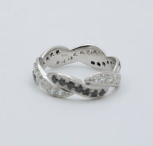 Load image into Gallery viewer, Vintage Diamonds Blue Sapphires 14K White Gold Ring