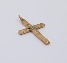 Load image into Gallery viewer, Vintage 10K Yellow & White Gold Cross Diamond Pendant
