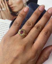 Load image into Gallery viewer, Vintage 22 K Yellow Gold Ruby & Diamond Ring, Engagement Ring.