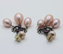 Load image into Gallery viewer, Bohemian Style Silver Pink Pearl Enamel Chandelier Earring