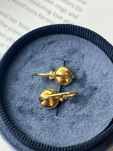 Load image into Gallery viewer, Vintage Sweet 18K Yellow Gold Emerald Huggie Earrings