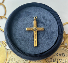 Load image into Gallery viewer, Vintage 10K Yellow & White Gold Cross Diamond Pendant