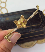 Load image into Gallery viewer, Vintage 14K Yellow Gold Fox Head & Whip Bar Pin