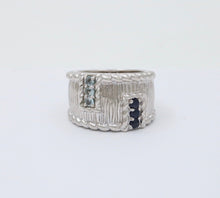 Load image into Gallery viewer, Judith Ripka 925 Sterling Silver Synthetic Stones Wide Band Ring