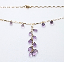 Load image into Gallery viewer, Vintage Amethyst 14K Yellow Gold Droplet Necklace