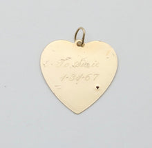Load image into Gallery viewer, Vintage 14K Yellow Gold January Calendar Birthday Heart Charm, Birthstone Garnet