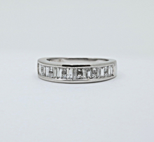 Load image into Gallery viewer, Vintage Baguette Table Cut Diamonds 14K White Gold Band Ring