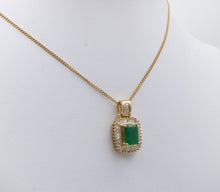 Load image into Gallery viewer, Vintage Emerald & Diamond 14K Yellow Gold Pendant