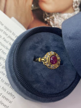 Load image into Gallery viewer, Vintage 22 K Yellow Gold Ruby & Diamond Ring, Engagement Ring.