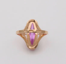 Load image into Gallery viewer, Vintage Russian 14K Yellow Gold Marquise Pink Paste Ring,