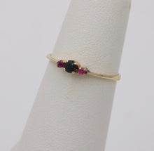 Load image into Gallery viewer, Vintage Blue Sapphire Ruby 14K Yellow Gold Ring