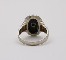 Load image into Gallery viewer, Antique Art Deco 14K White Gold Onyx & Diamond Ring