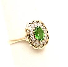 Load image into Gallery viewer, Vintage Italian Peridot Diamonds 18K Yellow Gold Ring