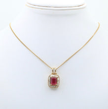Load image into Gallery viewer, Vintage 14K Yellow Gold Ruby & Diamond Pendant Necklace