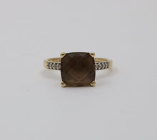 Load image into Gallery viewer, Vintage Smoky Quartz Diamonds 14K Yellow Gold Ring
