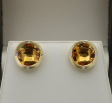 Load image into Gallery viewer, Vintage Citrine Diamonds 18K Yellow Gold Earrings