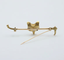 Load image into Gallery viewer, Vintage 14K Yellow Gold Fox Head & Whip Bar Pin