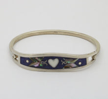Load image into Gallery viewer, Sterling Silver Inlay Mother Of Pearl Heart & Butterfly Bangle