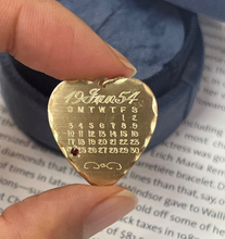 Load image into Gallery viewer, Vintage 14K Yellow Gold January Calendar Birthday Heart Charm, Birthstone Garnet