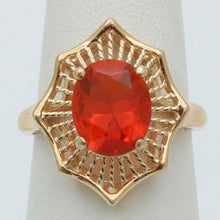 Load image into Gallery viewer, Vintage Mexican Fire Opal Filagree 14K Yellow Gold Ring