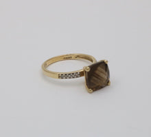 Load image into Gallery viewer, Vintage Smoky Quartz Diamonds 14K Yellow Gold Ring