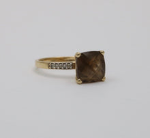 Load image into Gallery viewer, Vintage Smoky Quartz Diamonds 14K Yellow Gold Ring