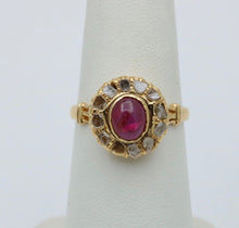 Load image into Gallery viewer, Vintage 22 K Yellow Gold Ruby & Diamond Ring, Engagement Ring.