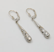 Load image into Gallery viewer, 14K White Gold Diamond Dangling Earrings
