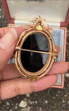 Load image into Gallery viewer, Victorian 14K Rose Gold Black Onyx Cameo Pendant Brooch