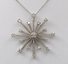 Load image into Gallery viewer, Vintage 14K White Gold Diamond Snowflake Pendant Necklace.