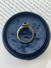 Load image into Gallery viewer, Vintage 14K Yellow Gold Amethyst Diamond Halo Ring