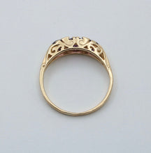 Load image into Gallery viewer, Victorian 14K Yellow Gold Three Stones Amethyst  & diamond Ring