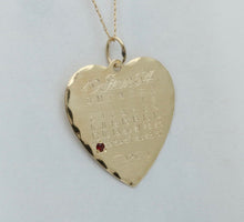 Load image into Gallery viewer, Vintage 14K Yellow Gold January Calendar Birthday Heart Charm, Birthstone Garnet