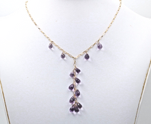Load image into Gallery viewer, Vintage Amethyst 14K Yellow Gold Droplet Necklace