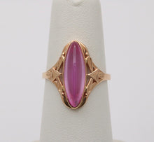 Load image into Gallery viewer, Vintage Russian 14K Yellow Gold Marquise Pink Paste Ring,