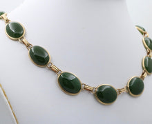 Load image into Gallery viewer, Vintage Oval Eternity Jade 14K Yellow Gold Necklace