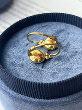 Load image into Gallery viewer, Vintage Sweet 18K Yellow Gold Emerald Huggie Earrings