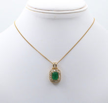 Load image into Gallery viewer, Vintage Emerald & Diamond 14K Yellow Gold Pendant