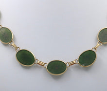 Load image into Gallery viewer, Vintage Oval Eternity Jade 14K Yellow Gold Necklace