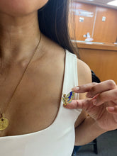 Load image into Gallery viewer, Vintage 18K Yellow Gold Plique A Jour Enamel Butterfly Brooch
