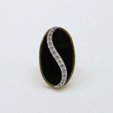 Load image into Gallery viewer, Vintage Statement Diamonds Black Onyx 18K Yellow and White Gold Ring