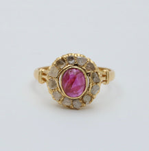 Load image into Gallery viewer, Vintage 22 K Yellow Gold Ruby & Diamond Ring, Engagement Ring.