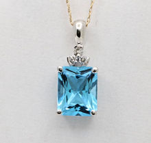 Load image into Gallery viewer, Vintage London Blue Topaz Diamonds 14K White Gold Pendant