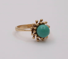 Load image into Gallery viewer, Vintage Turquoise 14K Yellow Gold  Ring